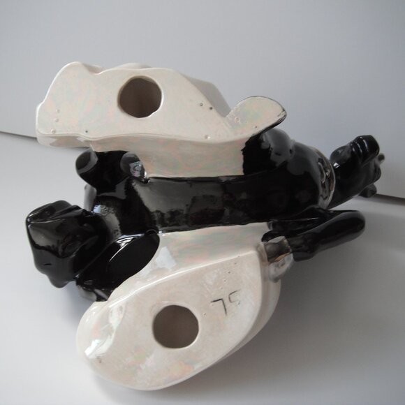 Vtg Large Porcelain Ceramic Clydesdale Horse Figurine Statue Black White Silver - Picture 9 of 9